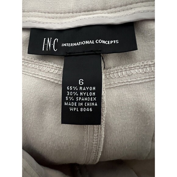 INC Womens Pants Tapered Leg 5 Pocket Knit US 6 Off White Mid Rise Flat Front EC - Picture 2 of 14